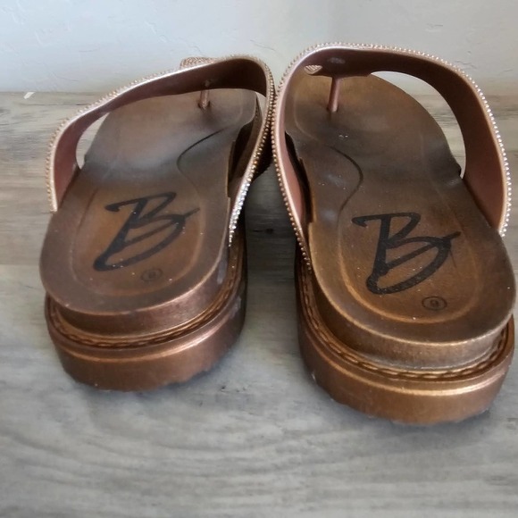 Blue Suede Shoes Womens Size 9 Brown Glitter Shimmer Open Toe Casual - Picture 4 of 7